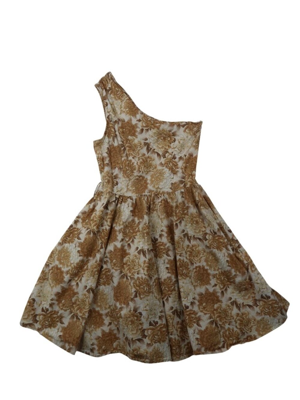Retrolicious XL One Shoulder Floral Dress Fall Floral Cotton Fabric Pinup